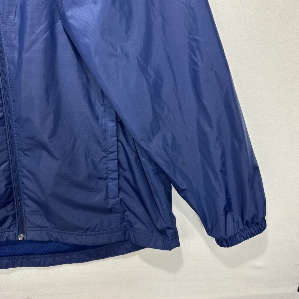 L.L. Bean Windbreaker Hoodie Men's M Reg Blue Full Zip Stowaway Jacket‎ Pockets - Picture 3 of 10